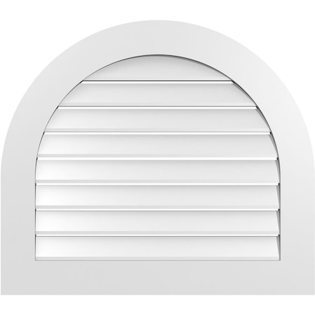 Ekena Millwork Round Top Surface Mount PVC Gable Vent: Functional, w/ 3-1/2"W x 1"P Standard Frame, 32"W x 28"H GVPRT32X2801SF
